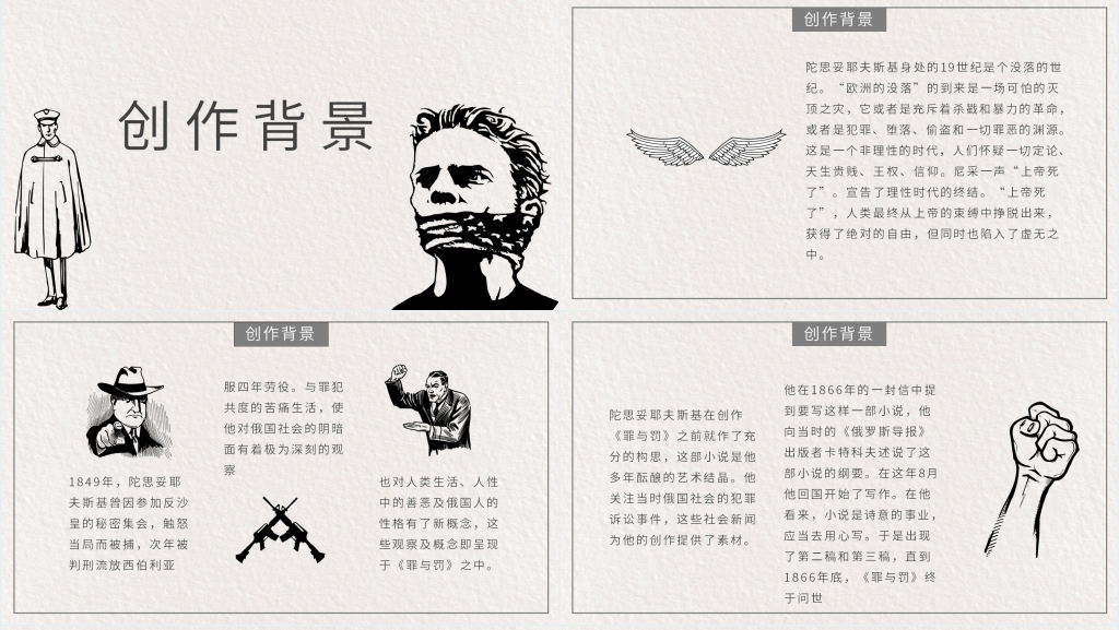 罪与罚赏析PPT模板 罪与罚赏析PPT模板