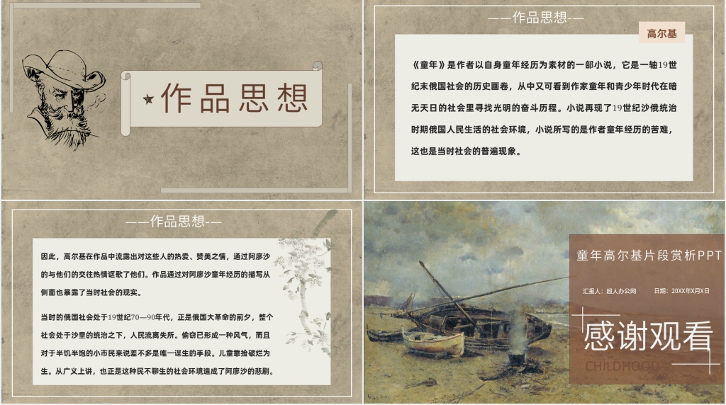 《童年》高尔基片段赏析PPT模板 《童年》高尔基片段赏析PPT模板