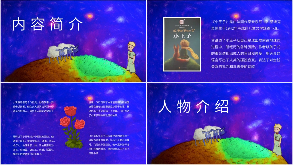 好书推荐小王子PPT模板 好书推荐小王子PPT模板