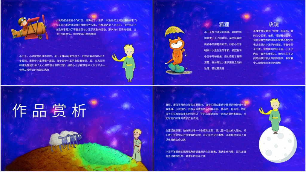 好书推荐小王子PPT模板 好书推荐小王子PPT模板