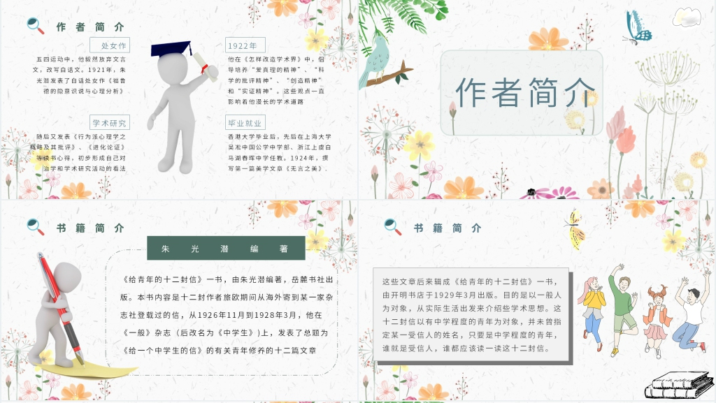 给青年的十二封信原文摘录PPT模板 给青年的十二封信原文摘录PPT模板