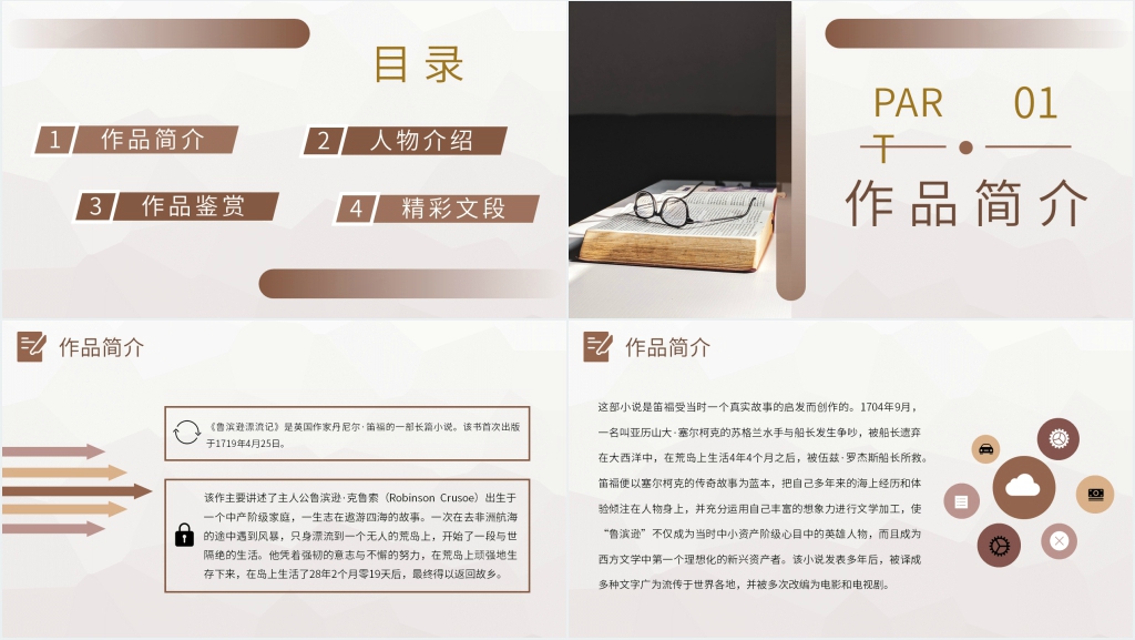 鲁滨逊漂流记交流会PPT模板 鲁滨逊漂流记交流会PPT模板