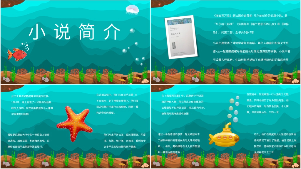 海底两万里阅读PPT模板 海底两万里阅读PPT模板