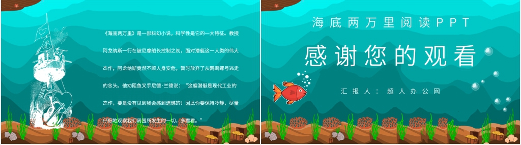 海底两万里阅读PPT模板 海底两万里阅读PPT模板