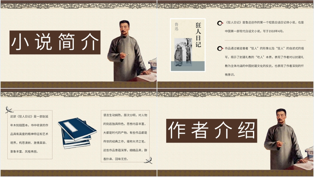 狂人日记名著鉴赏PPT模板 狂人日记名著鉴赏PPT模板