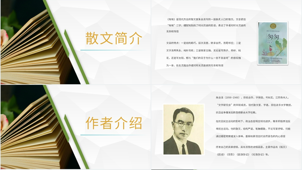 中学生必读散文朱自清匆匆PPT模板 中学生必读散文朱自清匆匆PPT模板