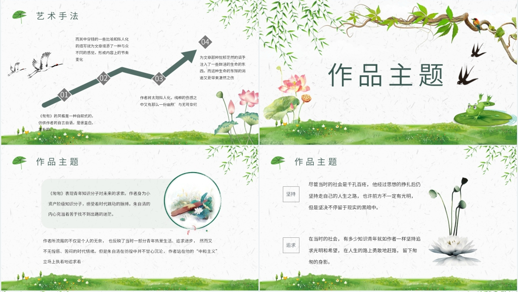 朱自清散文匆匆赏析PPT模板 朱自清散文匆匆赏析PPT模板
