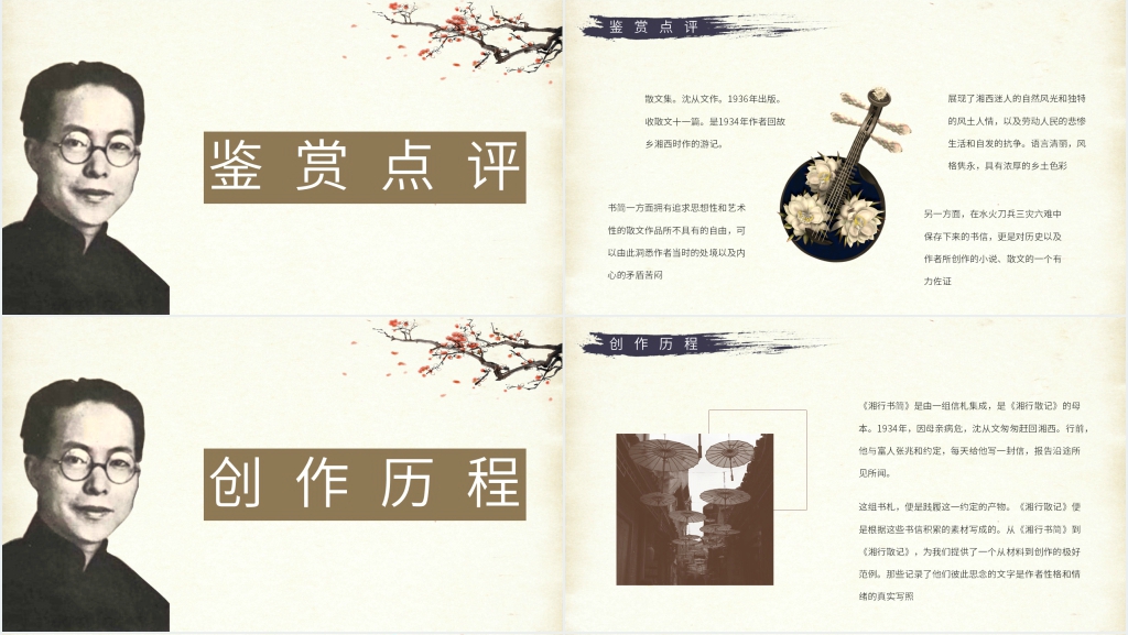 湘行散记片段摘抄PPT模板 湘行散记片段摘抄PPT模板