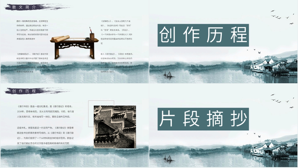 湘行散记交流PPT模板 湘行散记交流PPT模板