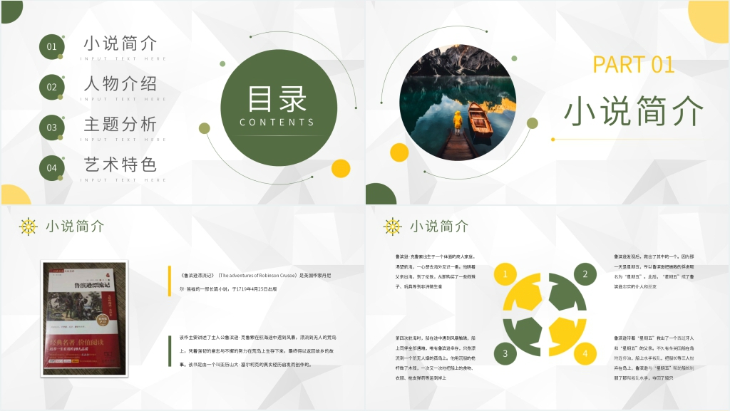 鲁滨逊漂流记读后感PPT模板 鲁滨逊漂流记读后感PPT模板