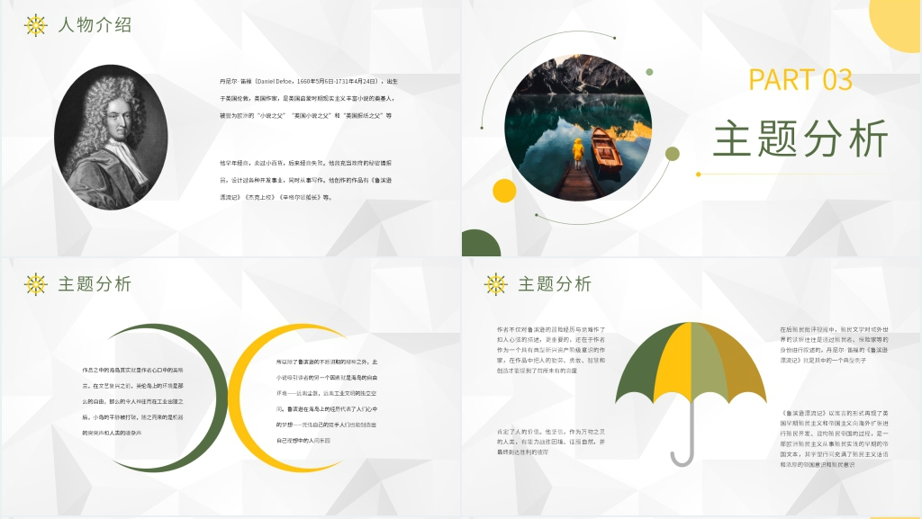 鲁滨逊漂流记读后感PPT模板 鲁滨逊漂流记读后感PPT模板