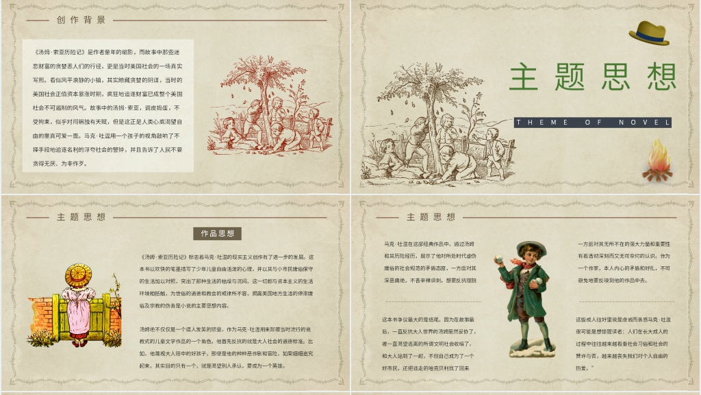汤姆索亚历险记解读PPT模板 汤姆索亚历险记解读PPT模板