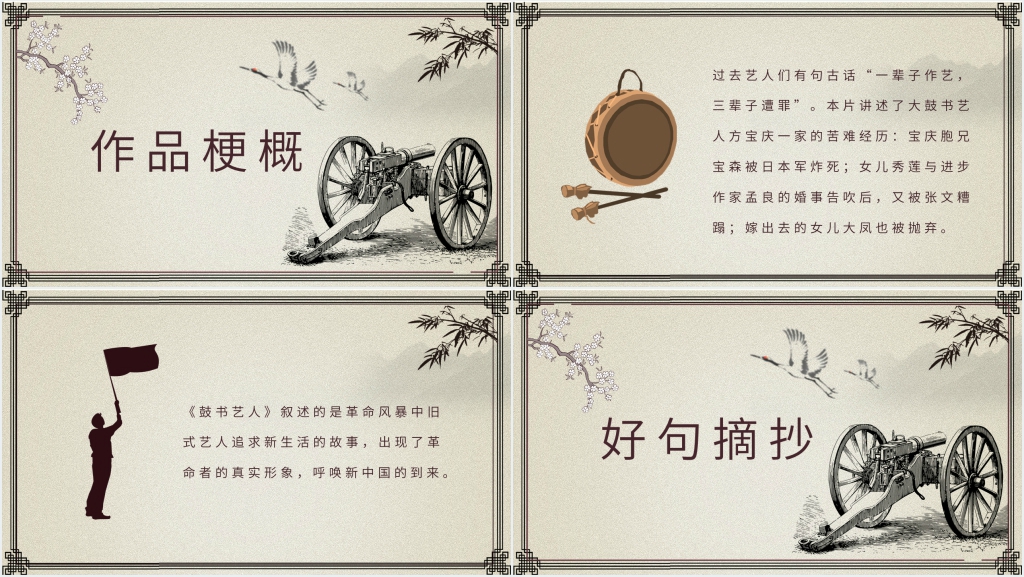 鼓书艺人老舍阅读理解PPT模板 鼓书艺人老舍阅读理解PPT模板