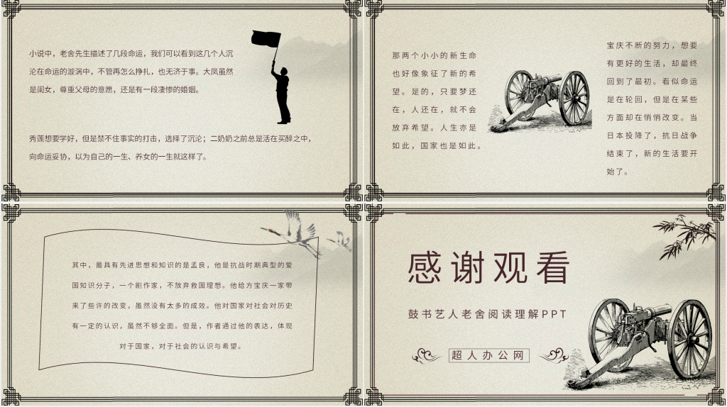 鼓书艺人老舍阅读理解PPT模板 鼓书艺人老舍阅读理解PPT模板