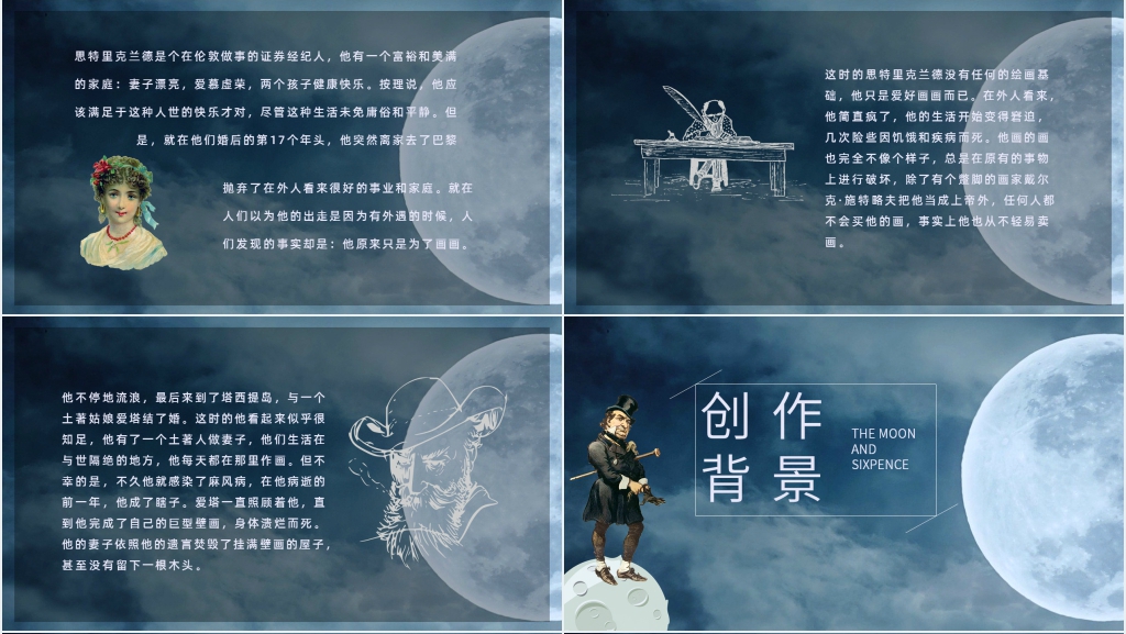 月亮与六便士读书心得PPT模板 月亮与六便士读书心得PPT模板