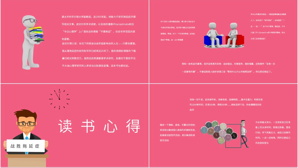 战胜拖延症图书介绍PPT模板