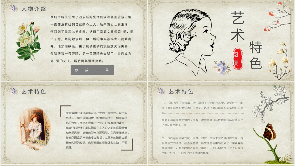 简爱读书笔记PPT模板 简爱读书笔记PPT模板