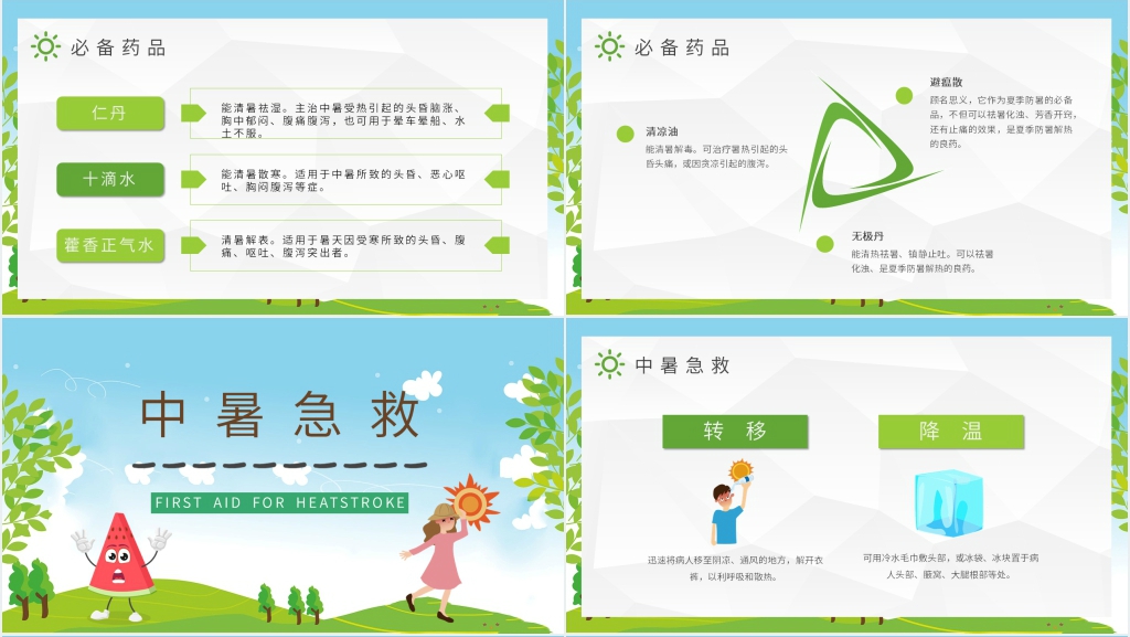夏季高温如何防中暑PPT模板 夏季高温如何防中暑PPT模板