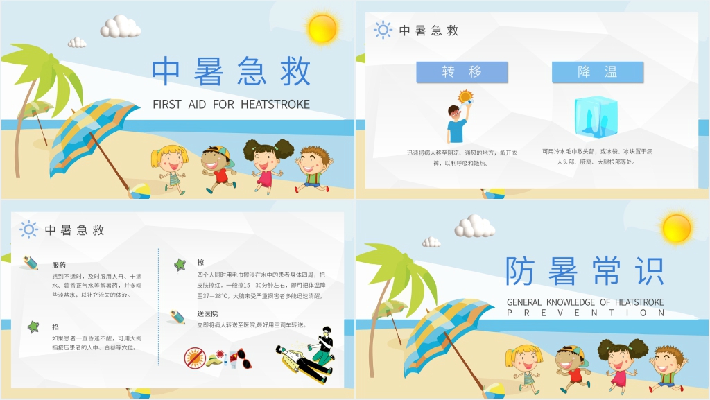 中暑的预防与急救措施PPT模板 中暑的预防与急救措施PPT模板