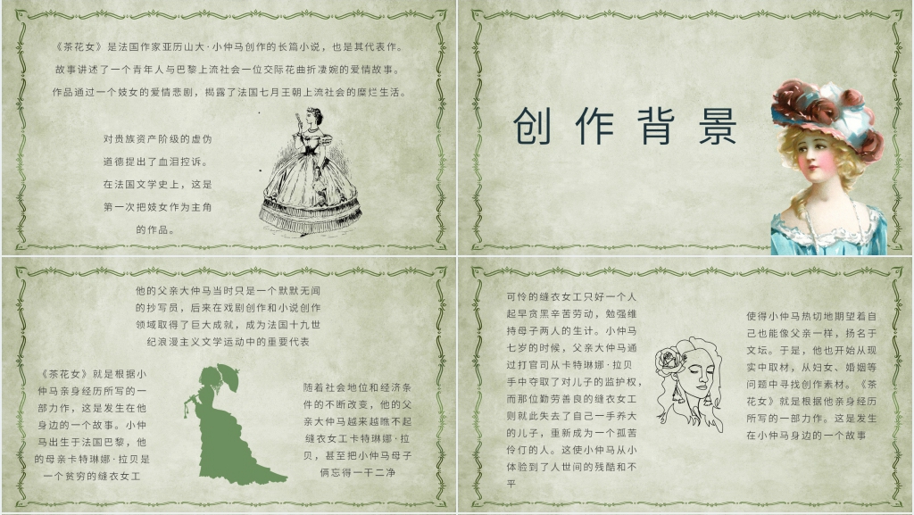小仲马茶花女PPT模板 小仲马茶花女PPT模板