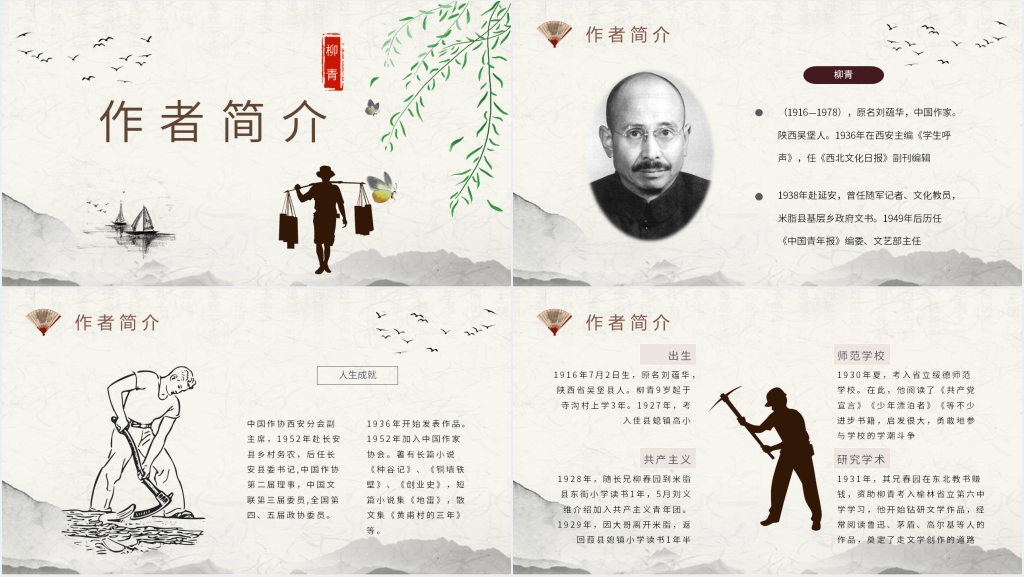 柳青创业史鉴赏PPT模板 柳青创业史鉴赏PPT模板