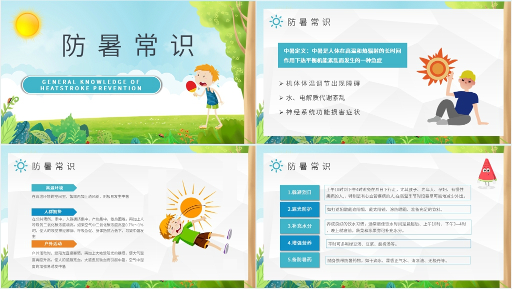 夏季如何预防中暑PPT模板 夏季如何预防中暑PPT模板