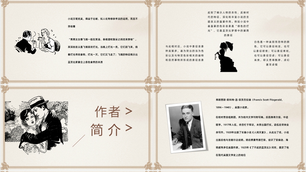 《了不起的盖茨比》简介PPT模板 《了不起的盖茨比》简介PPT模板