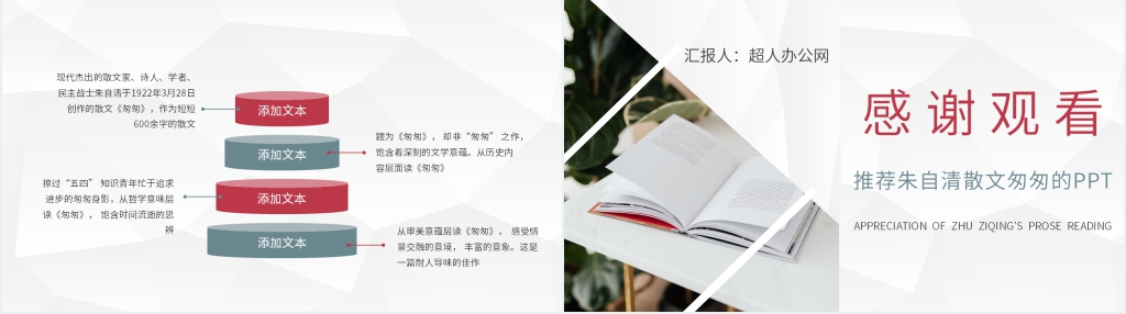 推荐朱自清散文匆匆的PPT模板 推荐朱自清散文匆匆的PPT模板