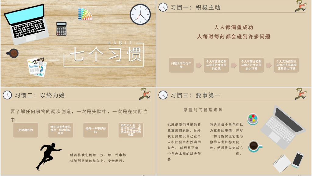 高效能人士的七个习惯学习报告PPT模板 高效能人士的七个习惯学习报告PPT模板