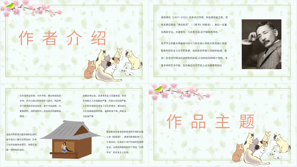 我是猫作者介绍PPT模板 我是猫作者介绍PPT模板