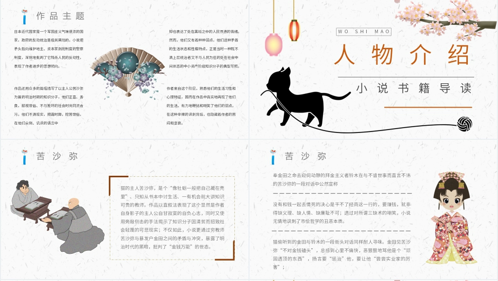 我是猫书籍推荐PPT模板 我是猫书籍推荐PPT模板