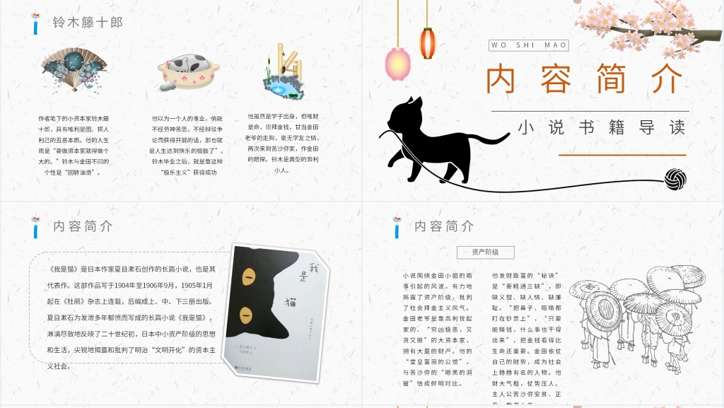 我是猫书籍推荐PPT模板 我是猫书籍推荐PPT模板