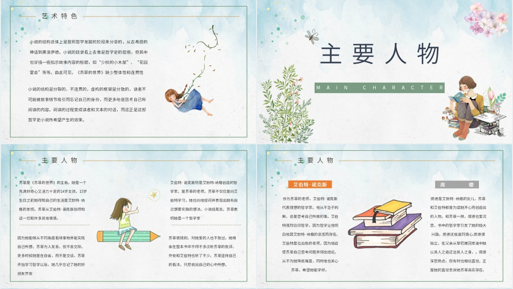 苏菲的世界书籍介绍PPT模板 苏菲的世界书籍介绍PPT模板
