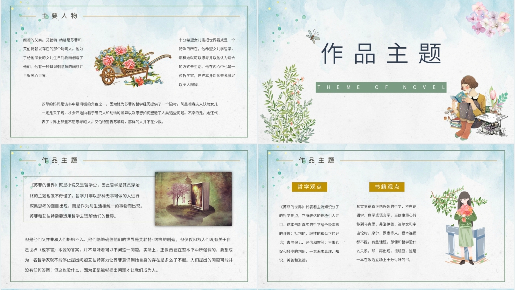 苏菲的世界书籍介绍PPT模板 苏菲的世界书籍介绍PPT模板