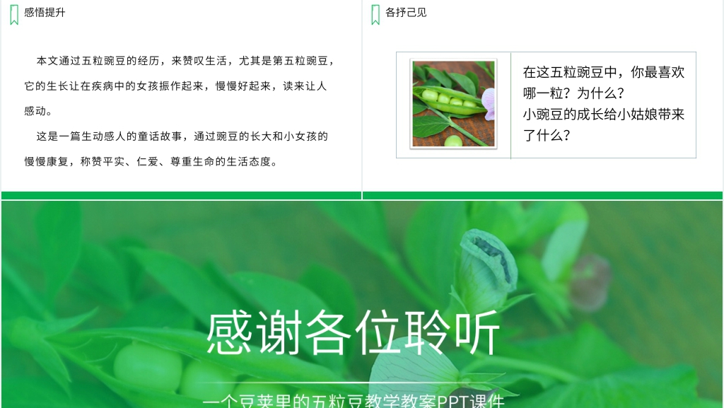 人教版四年级语文上册《一个豆荚里的五粒豆》教学教案PPT课件 人教版四年级语文上册《一个豆荚里的五粒豆》教学教案PPT课件