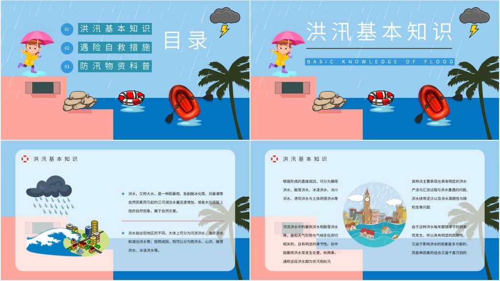夏季雨季防汛小常识PPT模板 夏季雨季防汛小常识PPT模板