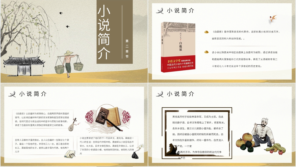 介绍《白鹿原》PPT模板 介绍《白鹿原》PPT模板
