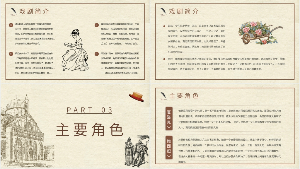 《威尼斯商人》莎士比亚PPT模板 《威尼斯商人》莎士比亚PPT模板