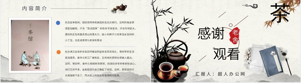 茶馆老舍分享阅读PPT模板 茶馆老舍分享阅读PPT模板