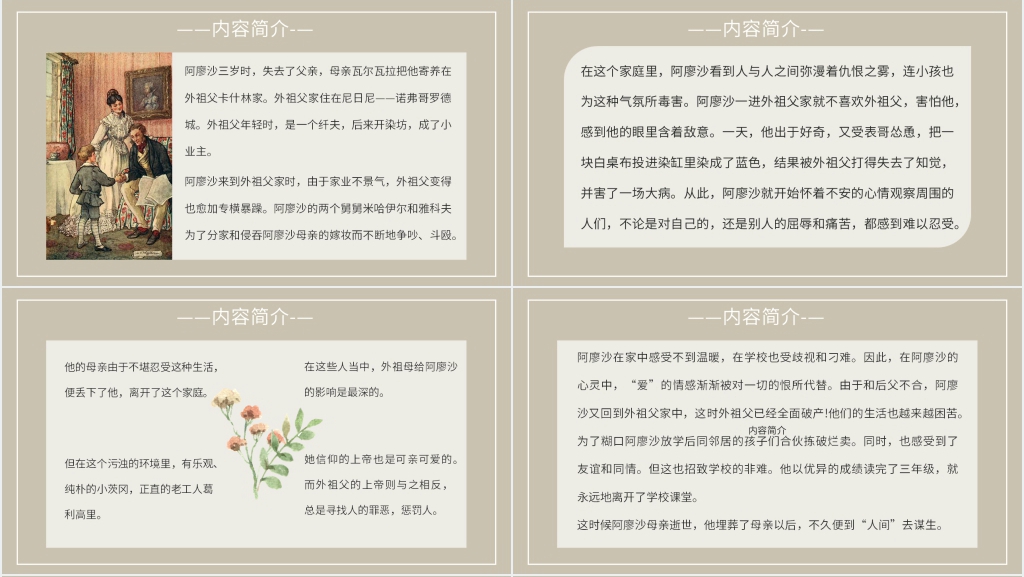 高尔基的作品《童年》PPT模板 高尔基的作品《童年》PPT模板