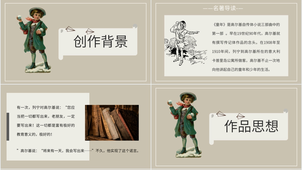 高尔基的作品《童年》PPT模板 高尔基的作品《童年》PPT模板