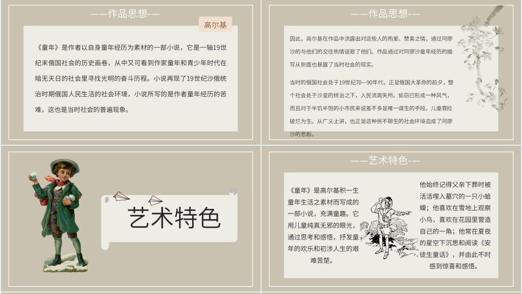 高尔基的作品《童年》PPT模板 高尔基的作品《童年》PPT模板