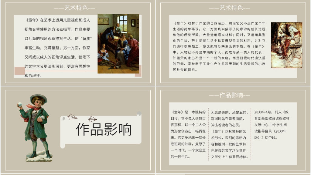 高尔基的作品《童年》PPT模板 高尔基的作品《童年》PPT模板