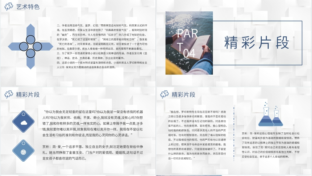 简爱文学赏析PPT模板 简爱文学赏析PPT模板