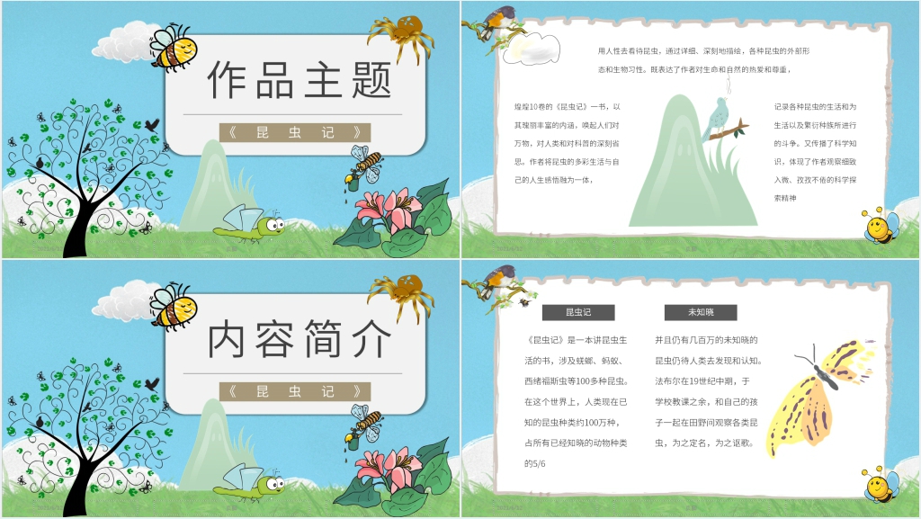 昆虫记书本介绍PPT模板