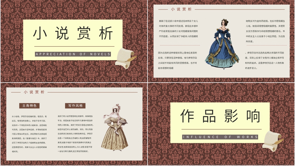 傲慢与偏见小说主旨PPT模板 傲慢与偏见小说主旨PPT模板