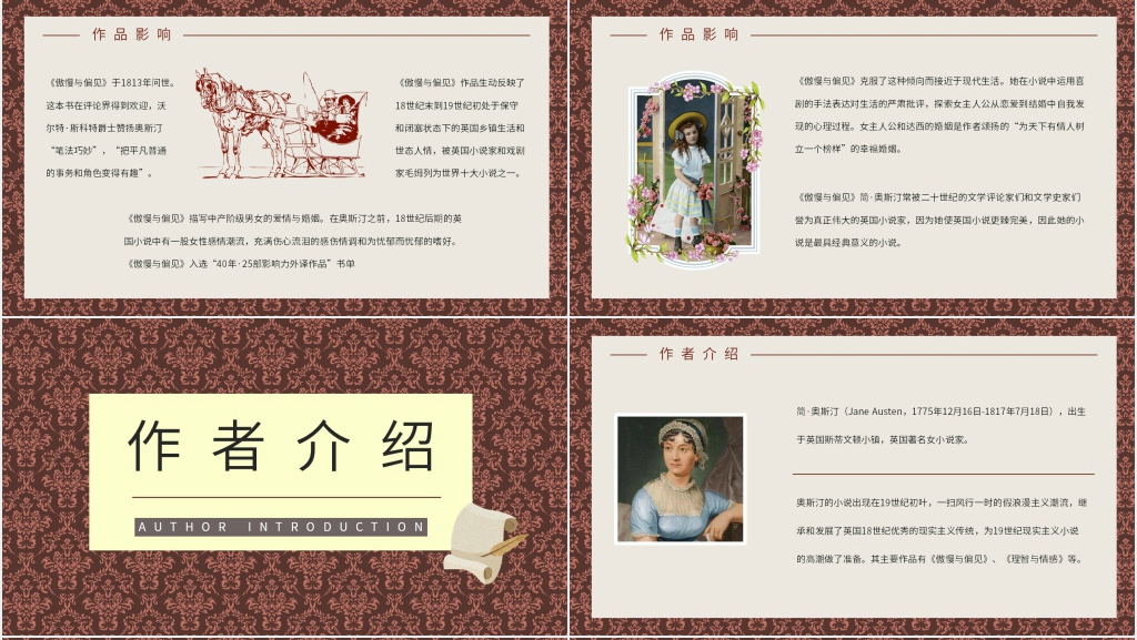 傲慢与偏见小说主旨PPT模板 傲慢与偏见小说主旨PPT模板