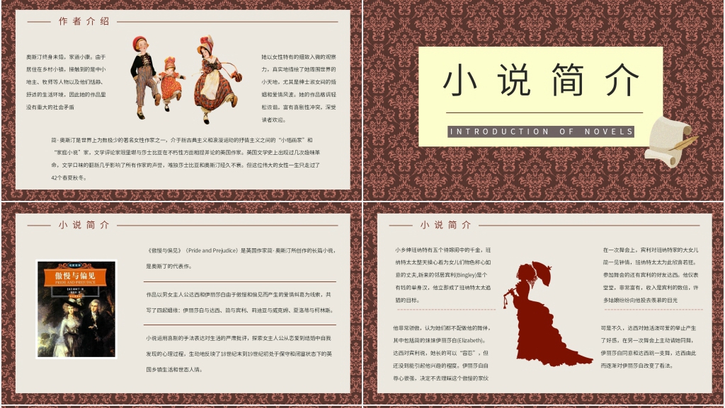 傲慢与偏见小说主旨PPT模板 傲慢与偏见小说主旨PPT模板
