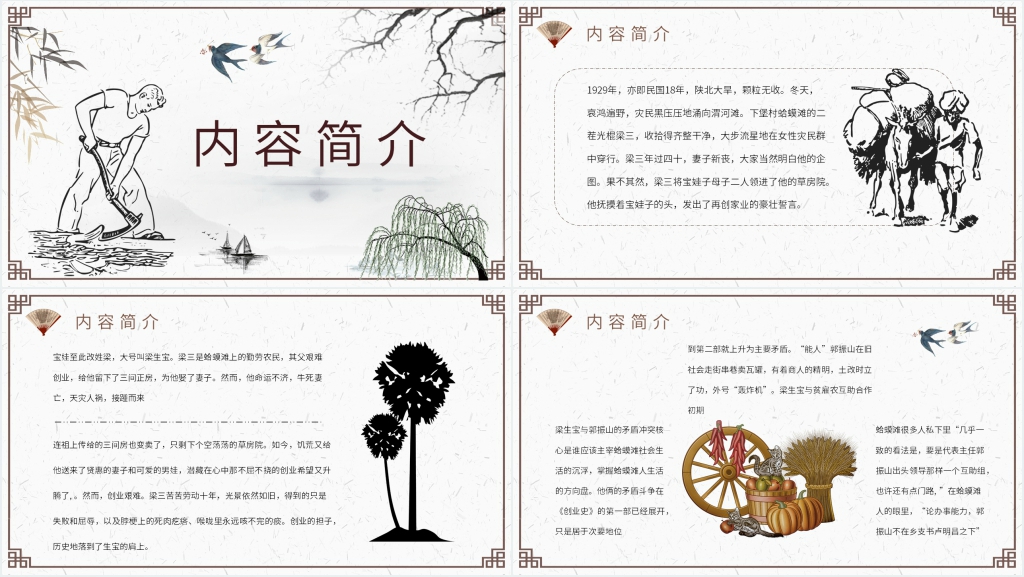柳青创业史名著导读PPT模板 柳青创业史名著导读PPT模板