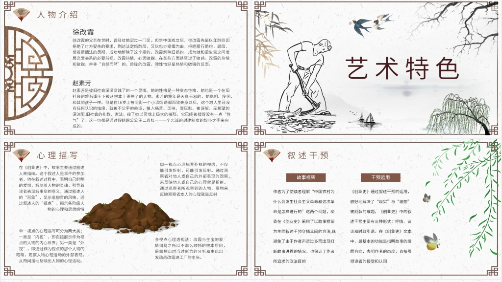 柳青创业史名著导读PPT模板 柳青创业史名著导读PPT模板